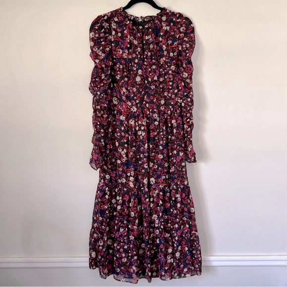 BCBGENERATION floral ruched long sleeve Maxi Dress - Picture 2 of 6